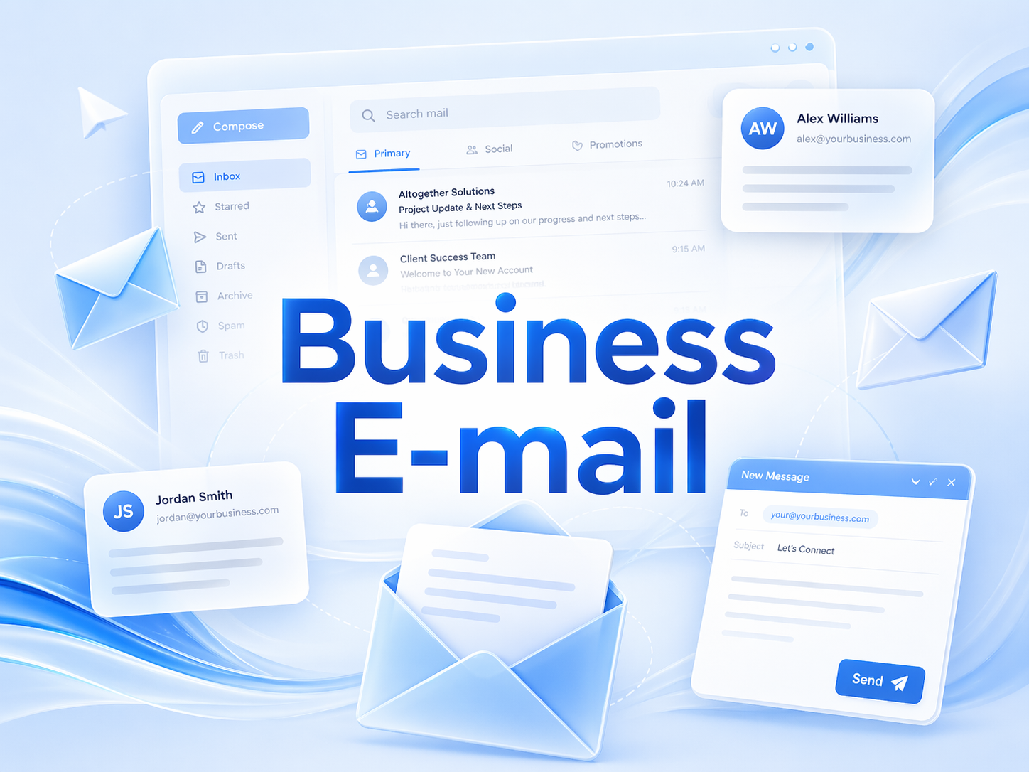 Additional business email add-on illustration.
