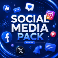 Social Media Pack Add-On Visual used in the Add-ons & Extras section of the Website Packages page.