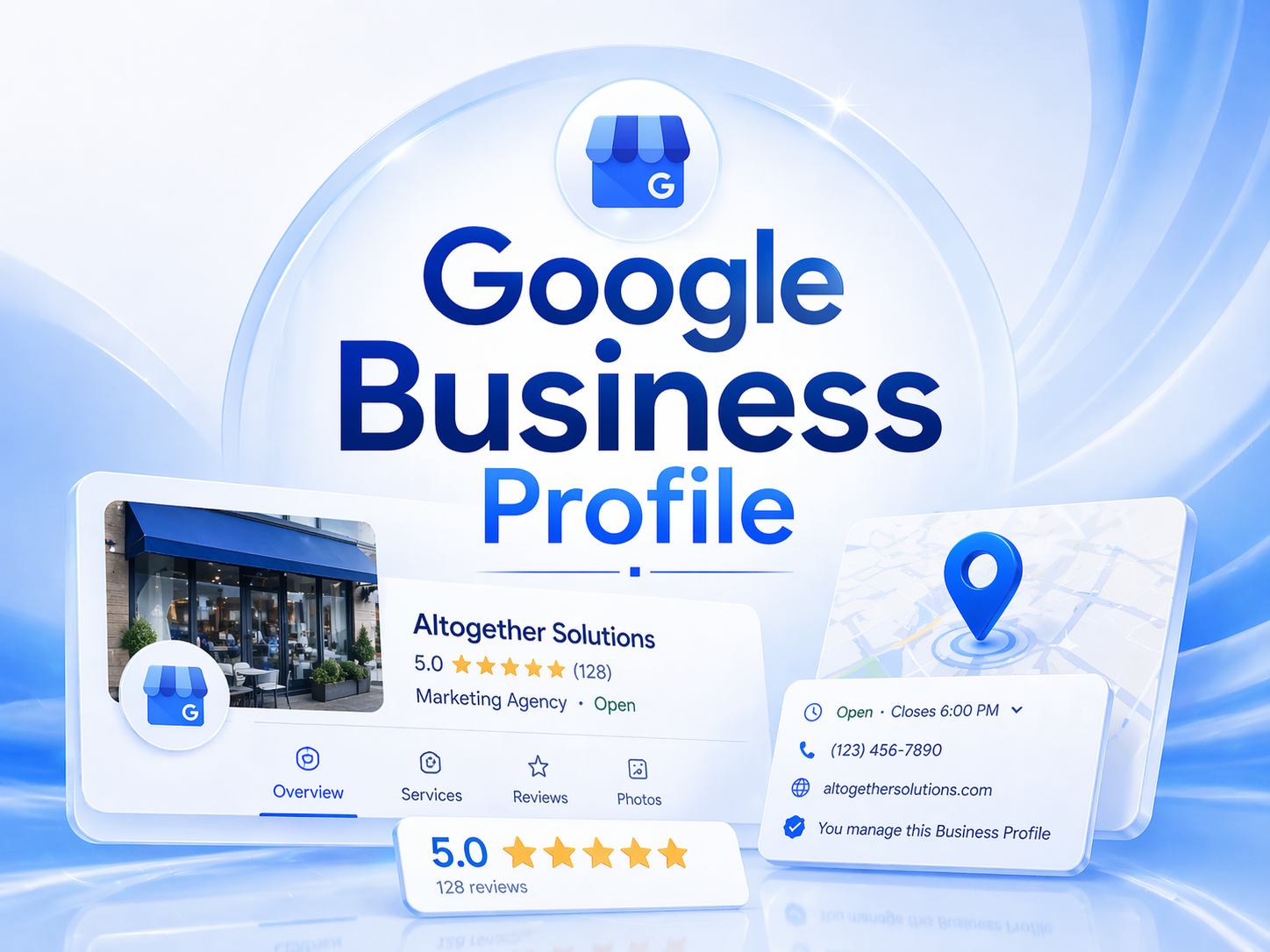 Google Business Profile setup add-on illustration.